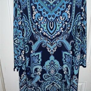 Chico's Blue and Black Paisley Shift Dress Size 3 XL (16)